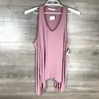 Tresics Women's Size Medium High Low Asymmetrical Tank Top Racerback Mauve NEW