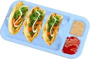 Taco Plate | Taco Serving Tray with 3 Slots,Silicone Reusable Non-Slip Food Dish with 2 Condiment Compartments for Adults Kids Family Wedding