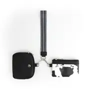 Mini Zip Around Dual Pouch Wristlet With Strap Wristlet Keychain Wallet Coin Purse-Style 1
