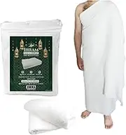UMMA ESSENTIALS, Ihram Ehram Ahram for Men, 100% Cotton, Hajj Umrah Ihram Ehram Towels, Hypoallergenic, Quick-Drying, Lightweight, Breathable, 2 Count, White, Adult Size 110 x 220cm = 43X86 inch