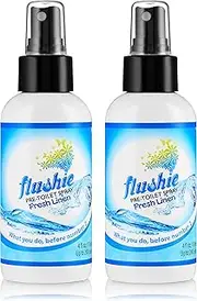 Flushie Pre-Toilet Spray for Poop Travel Size Toiletries Bathroom Spray for Poop Spray for Toilet Deodorizer Traveling Essentials Poop deodorizer Poop Odor eliminator 4oz (Linen, 2 Pack)