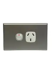 Slim GPO Single Power Point Socket - White & Silver