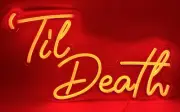 Til Death Red Acrylic 16" Neon Light Sign Lamp With Dimmer