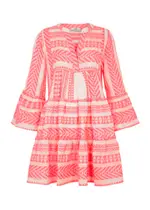 Devotion Ella Embroidered Cotton-blend Mini Dress - Pink And White - M M