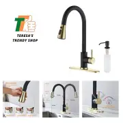 Kitchen Faucet with Pull Down Sprayer, Black and Polished Chrome Out Kitchen ...