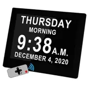 [Upgraded] Digital Alarm Calendar Day Clock with Remote Control, 8'' Black