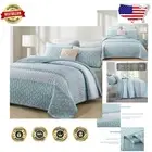 Durable Aqua King Size Quilt Set - Boho Patchwork Design in Soft Polyester