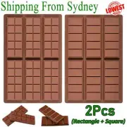2X Chocolate Mould Bar Break Apart Block Ice Tray Silicone Cake Bake Cook Mold A