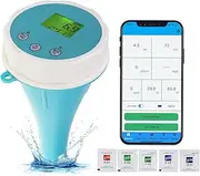 Water Tester,Bluetooth Water Quality Tester for Ph/Orp/Ec/Tds Temperature Residual Chlorine Tester,WiFi Floating Pool Thermometer Waterproof Ip67 with Bluetooth,for Hydroponics/Garden/Pool/Aquarium