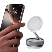 Magnetic Car Phone Holder Foldable Phone Rack Strong Suction Car Holder Mount for Car-White
