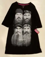 Women's Duck Dynasty V-Neck Sleep Shirt Small / Medium 6-10 NEW Black Pajama Tee