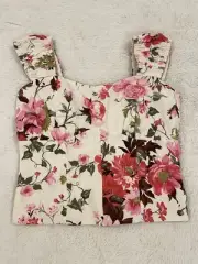 Abercrombie & Fitch Linen Blend Scrunchie Strap Corset Top Floral Cottagecore