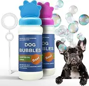 Petopedia 2x Toys for Dog Bubbles PEANUT BUTTER and BEEF Blowing Bubbles for Dogs Safe SCENTED OIL Interactive Dog Toys for Boredom Puppy Toys Large Dogs Outdoor Assorted (240ml (Pack of 2), Beef)