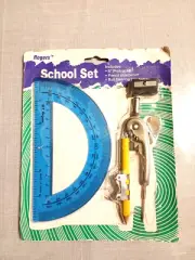 Protractor Compass Pencil Sharpener for Geometry Rogers SCHOOL SET Supplies