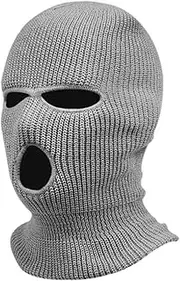 [MH MOIHSING] 3-Hole Full Face Cover Ski Mask, Beanie Hat Warm Double Knitted Winter Balaclava for Women and Men Outdoor Sports (Grey -1 Pack)