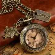 Festival Vintage Bronze Cute Mini Rabbit Pocket Watch with Quartz Movement Gift