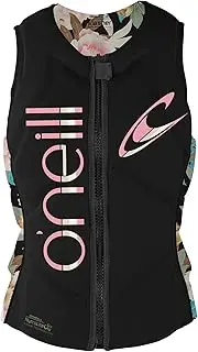 O'Neill Women's Slasher Comp Vest, Black/Mikah Floral, 8