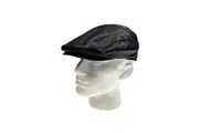 DENTS Mens Leather Cap Hat with Satin Lining Driving Flat Vintage Cabbie Golf - Black - S/M