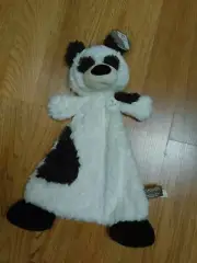 DEMDACO Panda Bear Black & White w/ Rattle Small Blankie Lovey Security Blanket