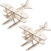 Kisangel 2pcs Wooden Plane Model Kit DIY Craft Kit for Boys and and Paint Your Own Airplane