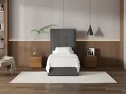 My Style Framed Headboard & Slimline Base - Single / Gunmetal / Gas Lift Base