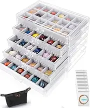 [NuoShuang] Rock Display Case, Clear Jewelry Organizer,5 Drawers Gemstone/Earrings/Rings Collection Box 90 Grids Rock Collection Display Case for Kids Rocks and Jewelry Storage