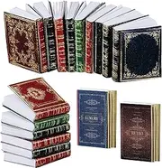 Skylety 24 Assorted Color 1:12 Scale Classic, Minimalist Printed Style Dollhouse Books Miniature Books Dollhouse Decoration Accessories Doll Toy Supplies for Boys Girls Pretend Play