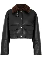 Nanushka Karla Cropped Faux Leather Jacket - Black - S (UK 8-10 / S) S (UK 8-10 / S)
