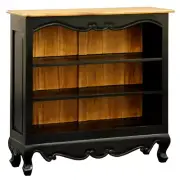 ALEXEI LOWLINE BOOKCASE BOOKSHELF DISPLAY CABINET 2 SHELVES BLACK/CARAMEL
