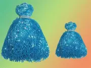 TURQUOISE GLASS BEADED BELLY DANCE FRINGE 40" x 8" 40" x 4"