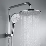 Decaura 9'' Rain Shower Head Set with Hand Shower Brass Gooseneck Shower Rail