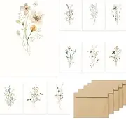 PQCLXUYA 20 Pack Floral Blank Greeting Cards and Envelopes 4x6,Note Cards,Elegant Floral Design Blank Greeting Cards for Stationary Wedding Birthday Baby Shower Mother's Day, Valentine's Day