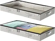 Under Bed Storage Containers,Underbed Storage 4.5 Inches Low Profile with Sturdy Sidewalls/Bottom for Clothes, Blanket, Pillows and Shoes,Storage Organizer with Lids, Under the Bed Storage Bags 2Pack