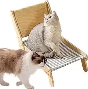 Sisal Cat Hammock, Elevated Cat Bed, Adjustable Pet Lounge, Breathable Indoor Kitten Hammock with Sturdy Wooden Frame for Maximum Relaxation or Comfort, 1 Piece