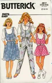 Girl's Jumper and Jumpsuit Butterick Pattern 3917 Size 7-10 Vintage, Easy, Uncut