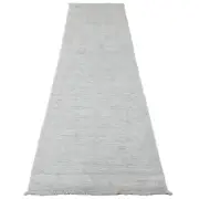 2'10"x9'7" White Afghan Angora Oushak Hand Knotted 100% Wool Runner Rug G20665
