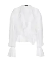 Dolce Gabbana Ruffle Detailed Chiffon Blouse IT40,IT42 White