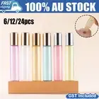 6-24PCS Glass Roller Bottles Rollerball Perfume Essential Oil Roll On Ball 10ml