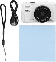 Marhynchus 64MP 4K Vlogging Camera with Flip Screen 18X Digital Zoom Rechargeable Lithium Ion Battery for Photography Video Recording with Time Lapse (White)