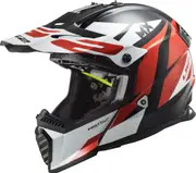 LS2 MX437 Fast Evo Strike Motocross Helmet, black-white-red, Size XS for Men Black White Red