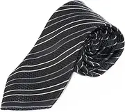 [Zasel] Mens Black And Grey Striped Patterned 8cm Neck Tie Black, Grey, White