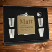 Personalized Leather Wrapped Flask Set - Groomsman gift, Best man gift