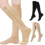 3 Pairs Zipper Compression Socks, 15-20mmHg Neuropathy Socks Bunion Socks Closed Toe Compression Stockings for Men Women,Suit for Running,Nurse,Travel,Cycling,