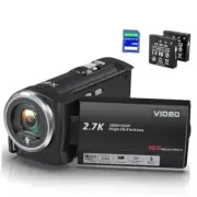 Video Camera Camcorder, QHD 2.7K Camcorder 50MP 16X Digital Video Camera Black