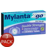 3 x Mylanta2Go Dble Strength Chew 24Tab
