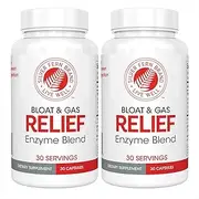 Bloat & Gas Relief Digestive Enzyme Blend - 2 Bottles = 60 Servings - FODMAP & Bloating Digestion Supplement with Tolerase L, Pectinase & More (2 Bottles)