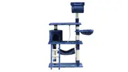 YES4PETS 140 cm Cat Scratching Post Tree W ladder & Hammock-Blue