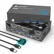 USB 3.0 HDMI KVM Switch 2 Monitors 2 Computers, 4K@60Hz KVM Switches for 2 Compu