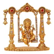 Dashboard Statue Figurine in Swing/Divine Elephant God Decorative Showpiece Idol