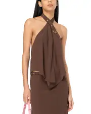 Pinko Tantalo Buckle Trim Halter Top